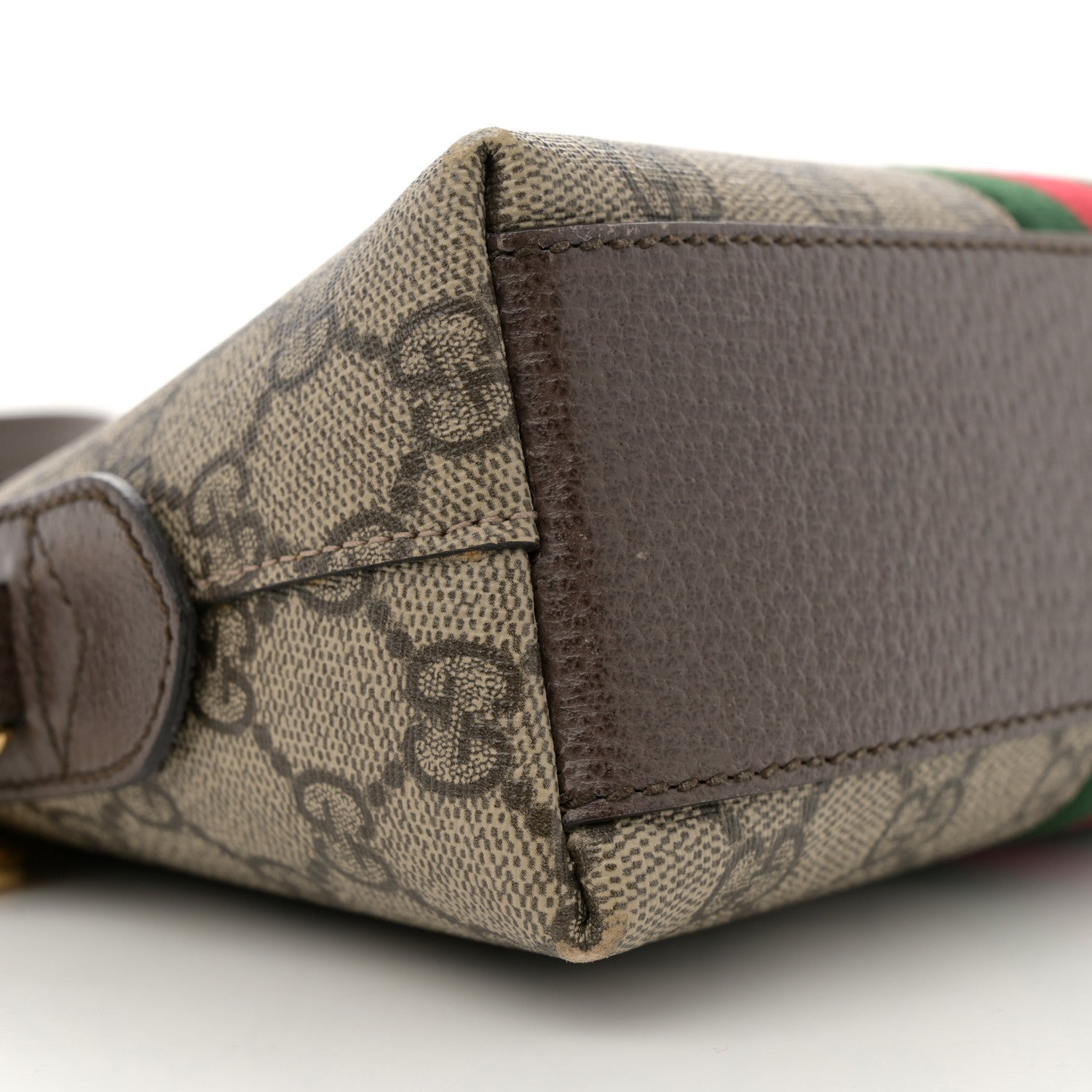 Gucci GG Supreme Monogram Textured Dollar Calfskin Web Small Ophidia Dome Shoulder Bag Beige Ebony New Acero 9 of 10