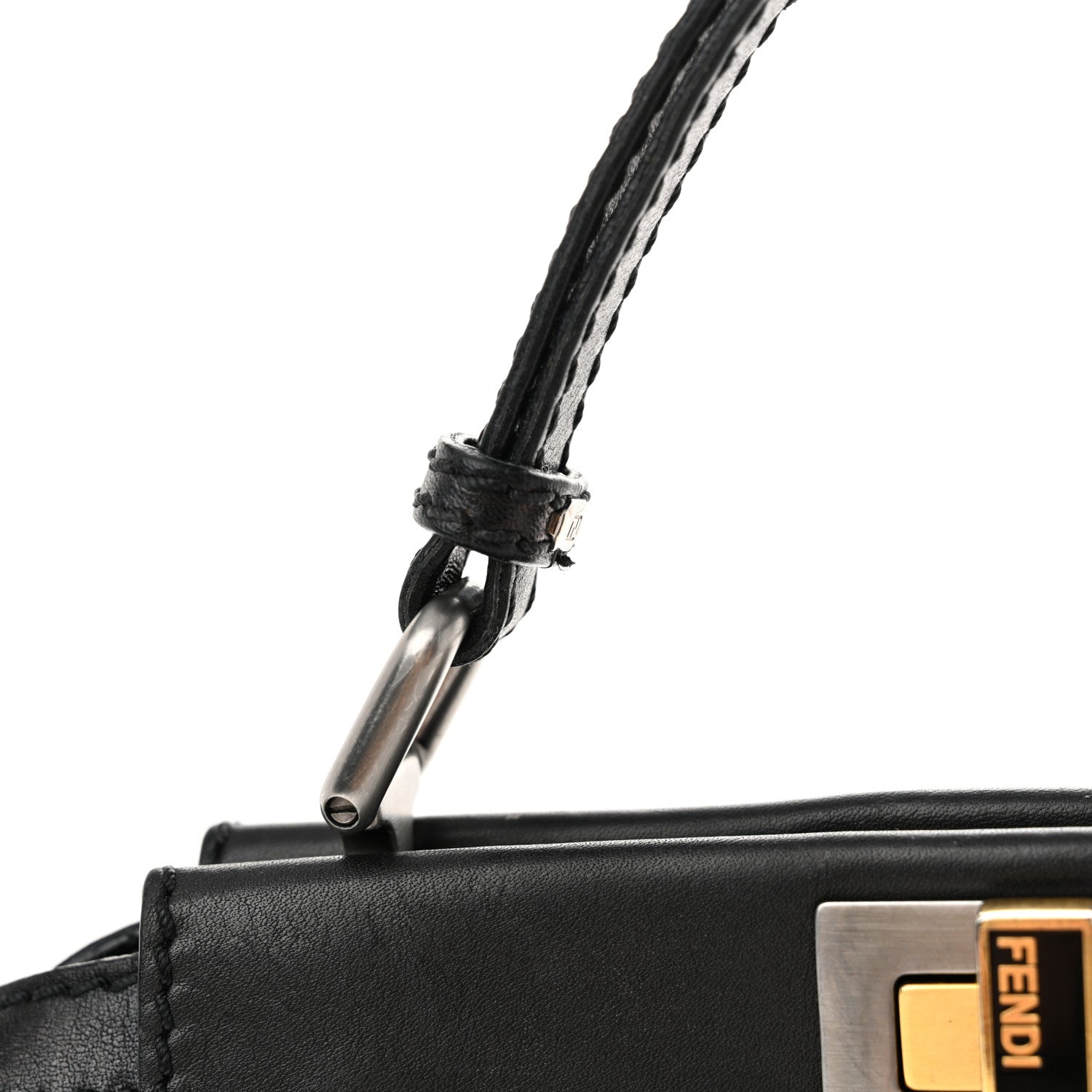 Fendi Vitello Saddle Mini Peekaboo Iconic Satchel Black 12 of 15