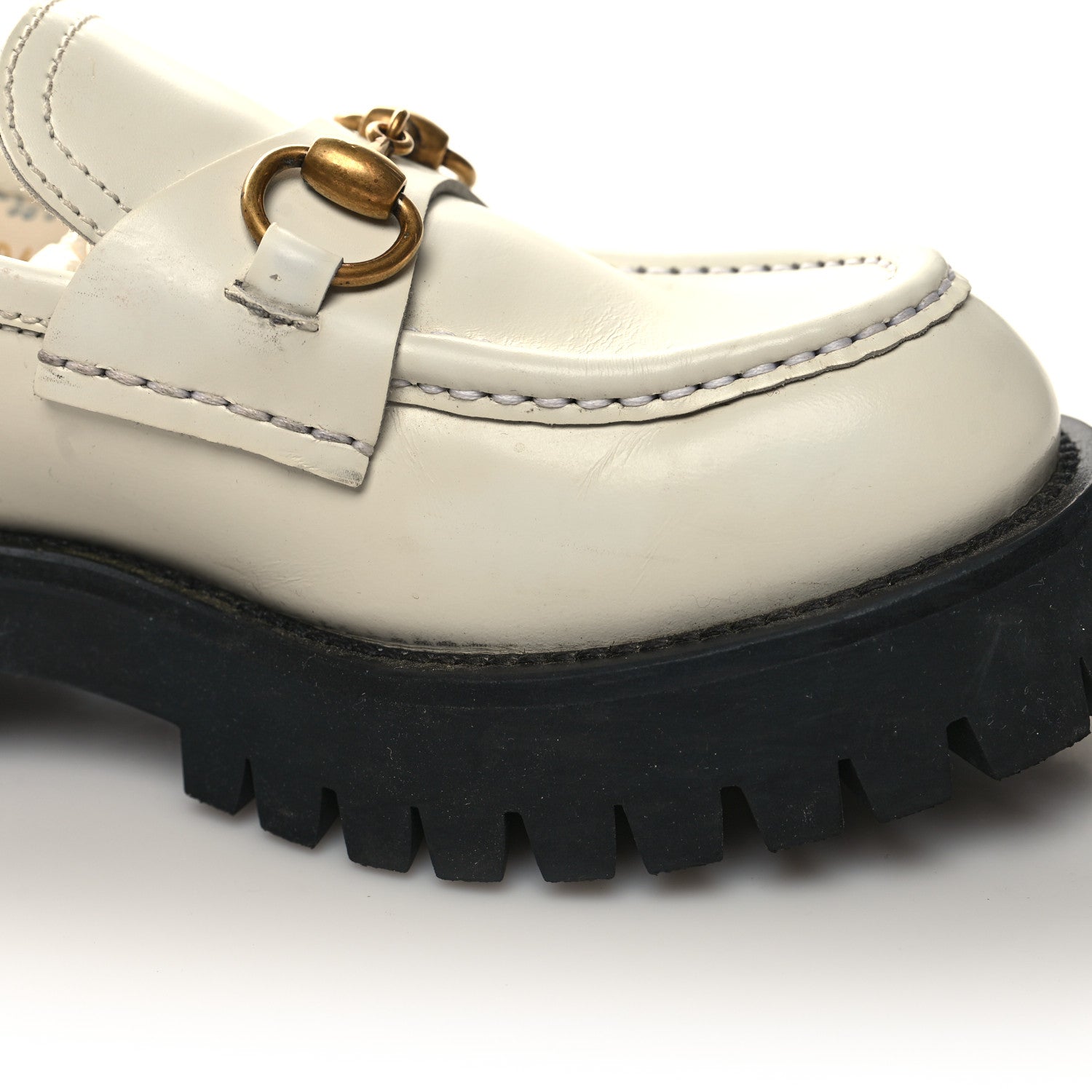 Gucci Cordovan Lux Womens Harald Horsebit 25mm Platform Loafers 36.5 Dusty White 9 of 10