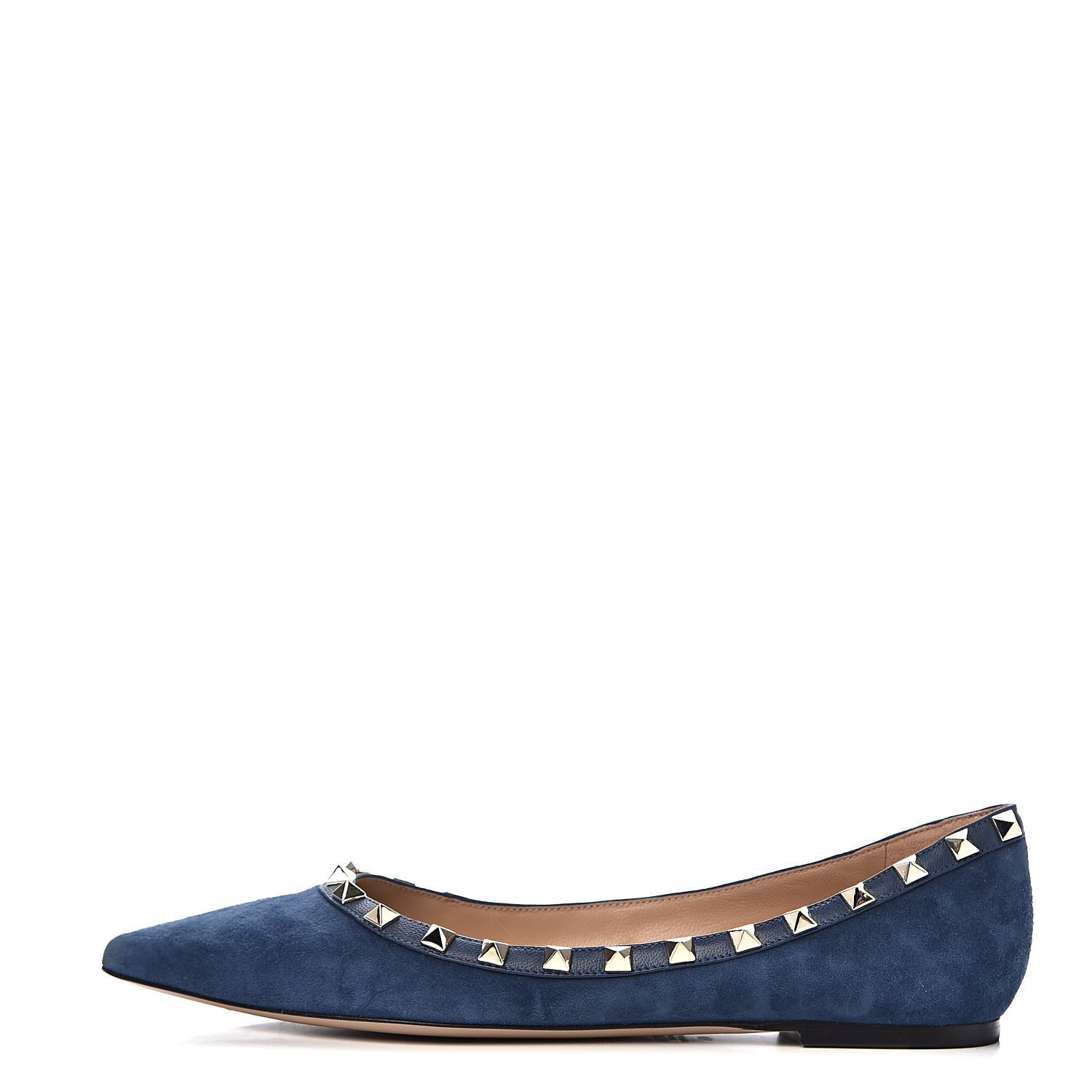 Valentino Garavani Suede Nappa Rockstud Ballerina Flats 40 Marine 1 of 12