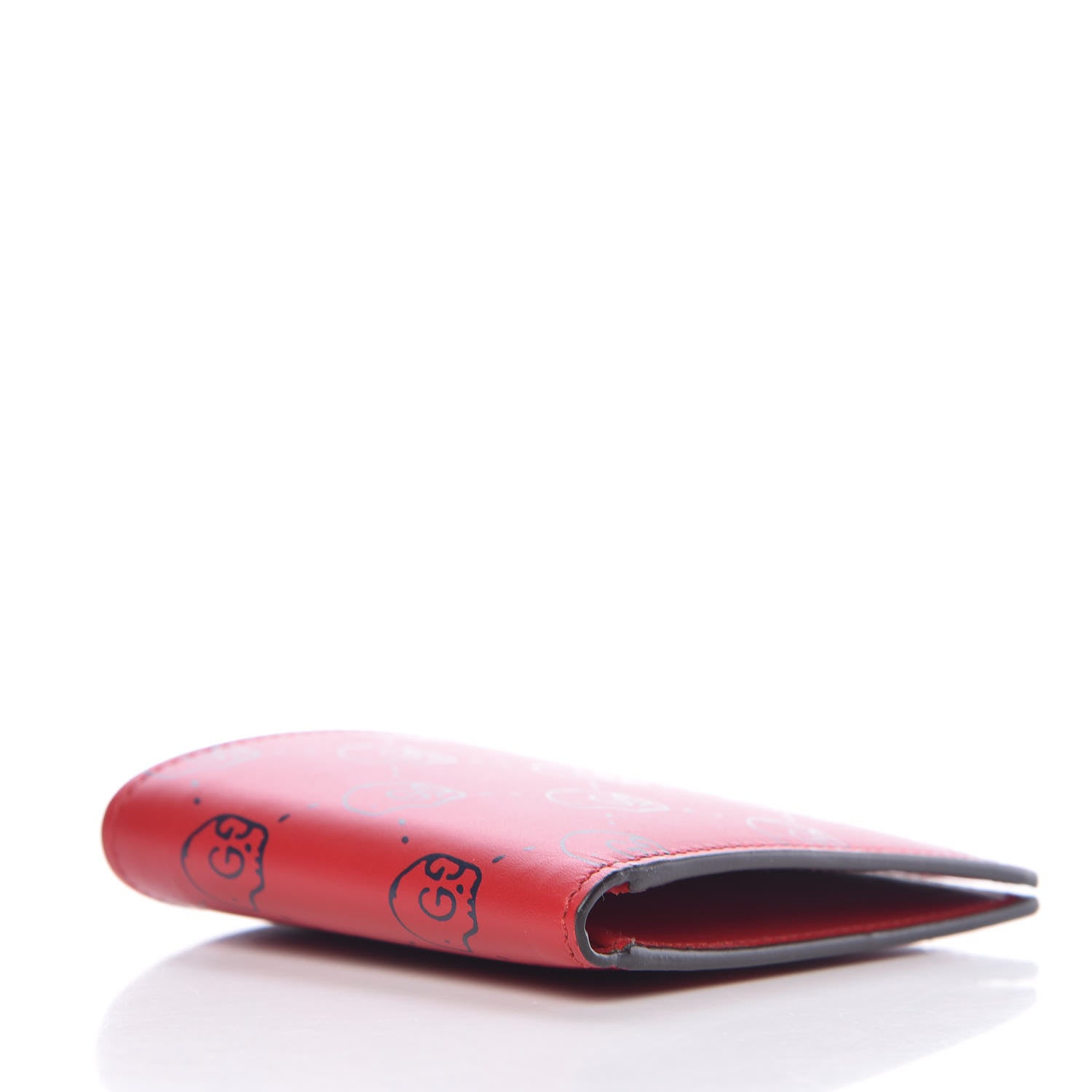 Gucci Calfskin GucciGhost Hamlet Skull Wallet Hibiscus Red 356101