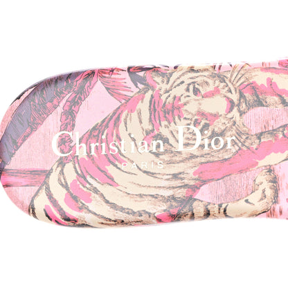 Christian Dior Canvas Toile de Jouy Pop Embroidered Dway Flat Slide Sandals 36 Black Pink Multicolor 7 of 8