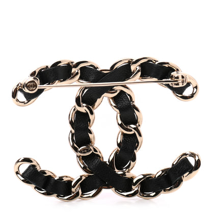 Chanel Lambskin Chain CC Brooch Black Gold 2 of 3