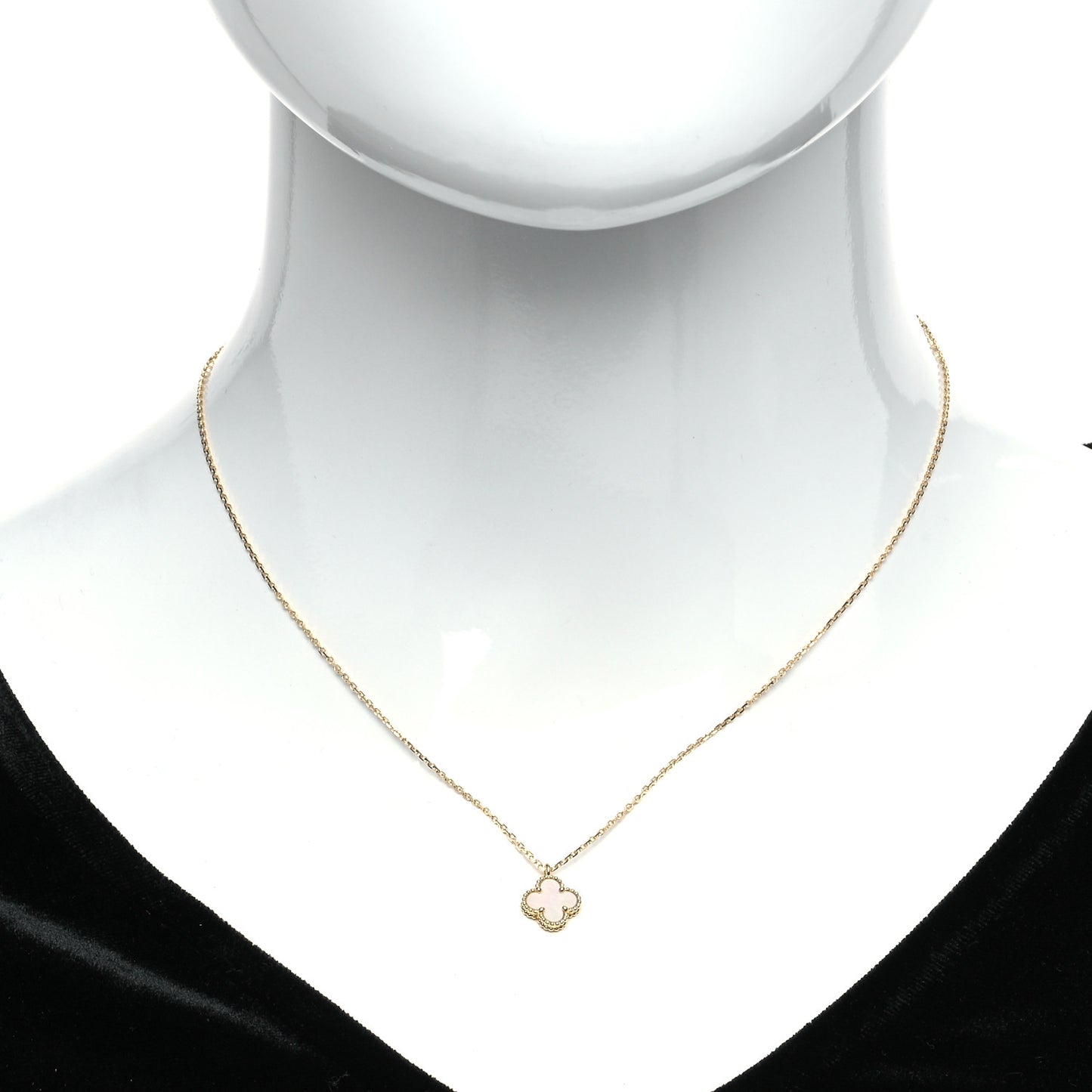 18K Yellow Gold Mother of Pearl Sweet Alhambra Pendant Necklace