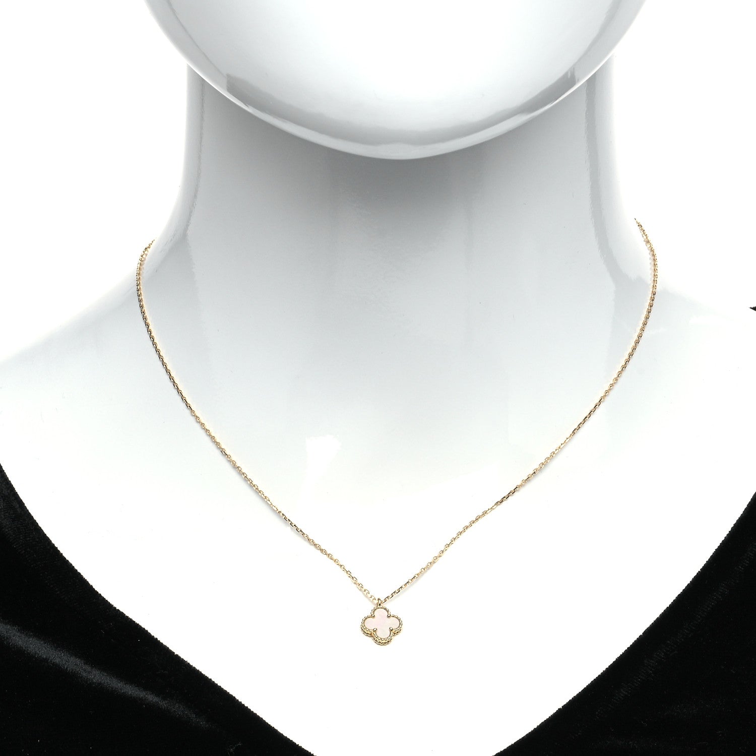Van Cleef & Arpels 18K Yellow Gold Mother of Pearl Sweet Alhambra Pendant Necklace 2 of 6