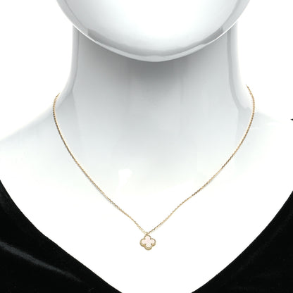 Van Cleef & Arpels 18K Yellow Gold Mother of Pearl Sweet Alhambra Pendant Necklace 2 of 6
