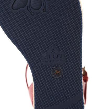 Gucci Cotton Malaga Kid Crochet Pearly GG Lilibeth Espadrille Platform Sandals 38 Hibiscus Red 7 of 10