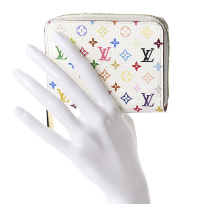 Louis Vuitton Monogram Multicolor Zippy Coin Purse Wallet White Litchi 2 of 7