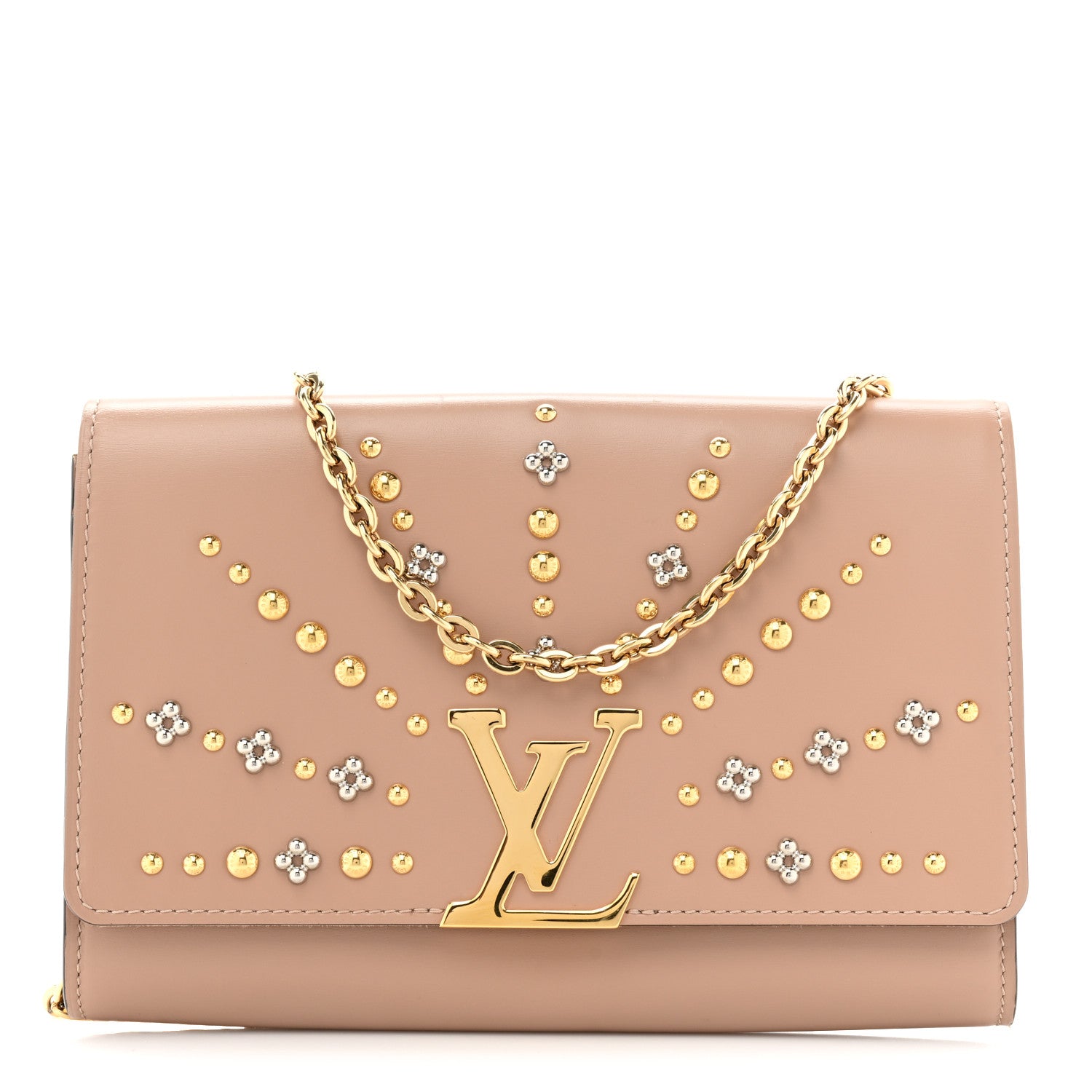 Louis Vuitton Calfskin Studded Louise Chain GM Nude 1 of 15