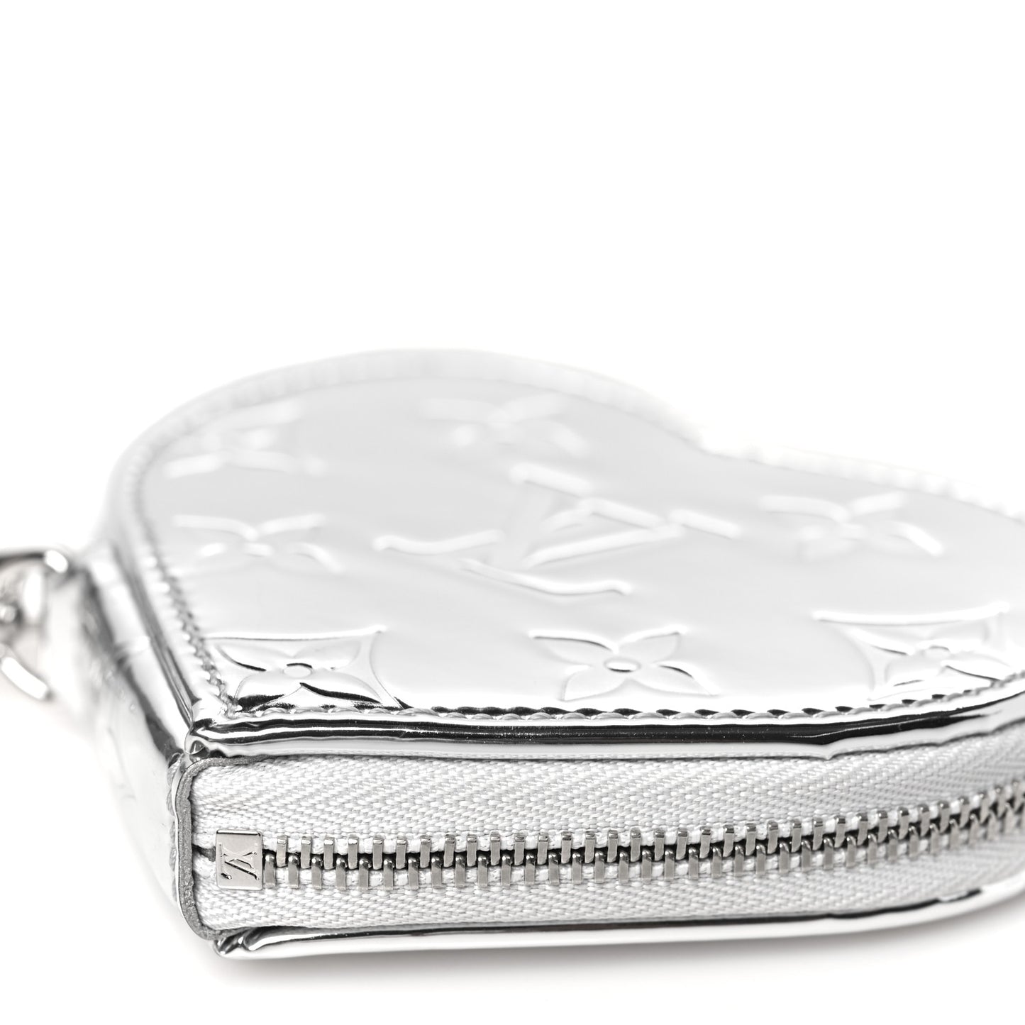 Monogram Mirror Heart Coin Purse Silver