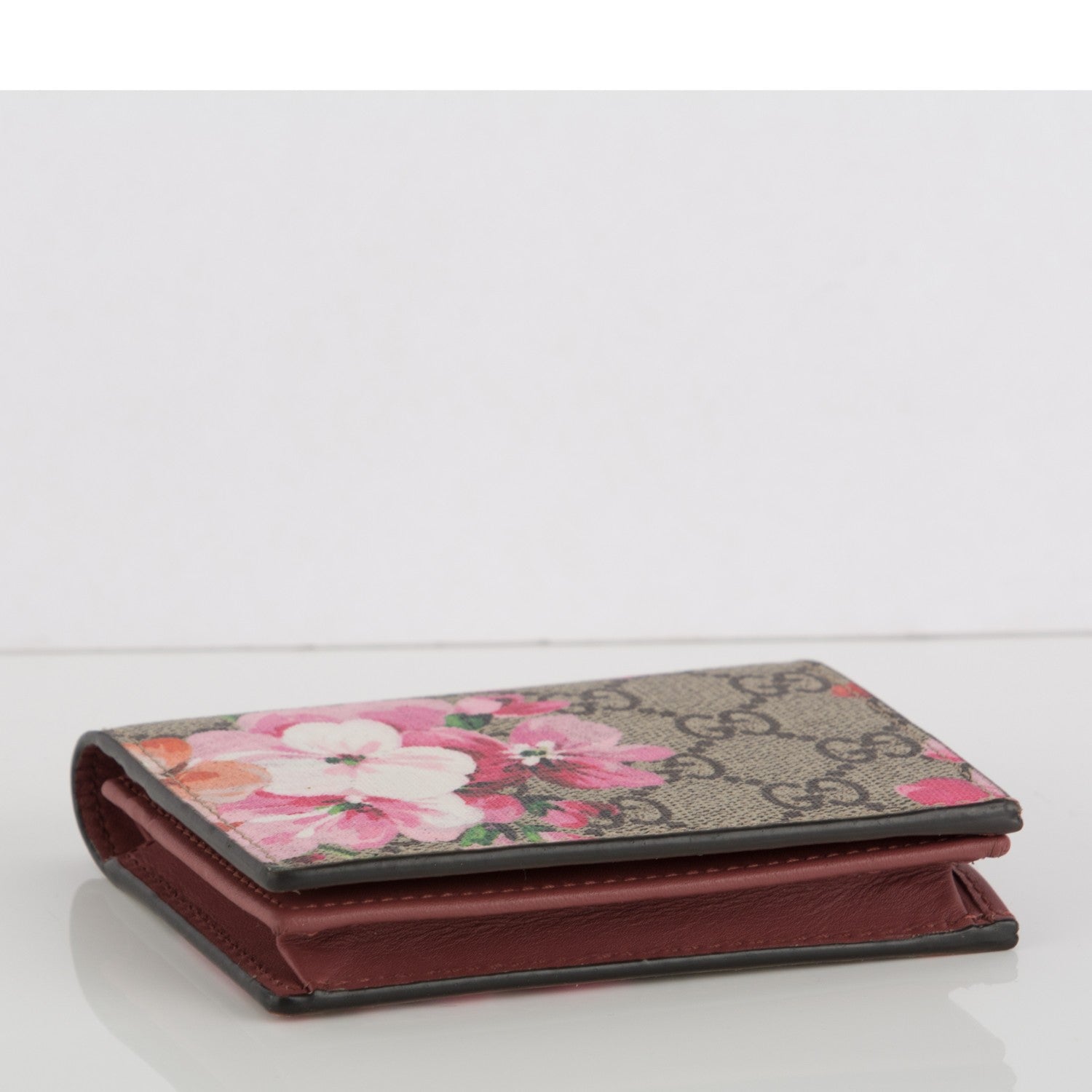 Gucci GG Supreme Monogram Blooms Card Case Beige Multicolor Dry Rose 4 of 7