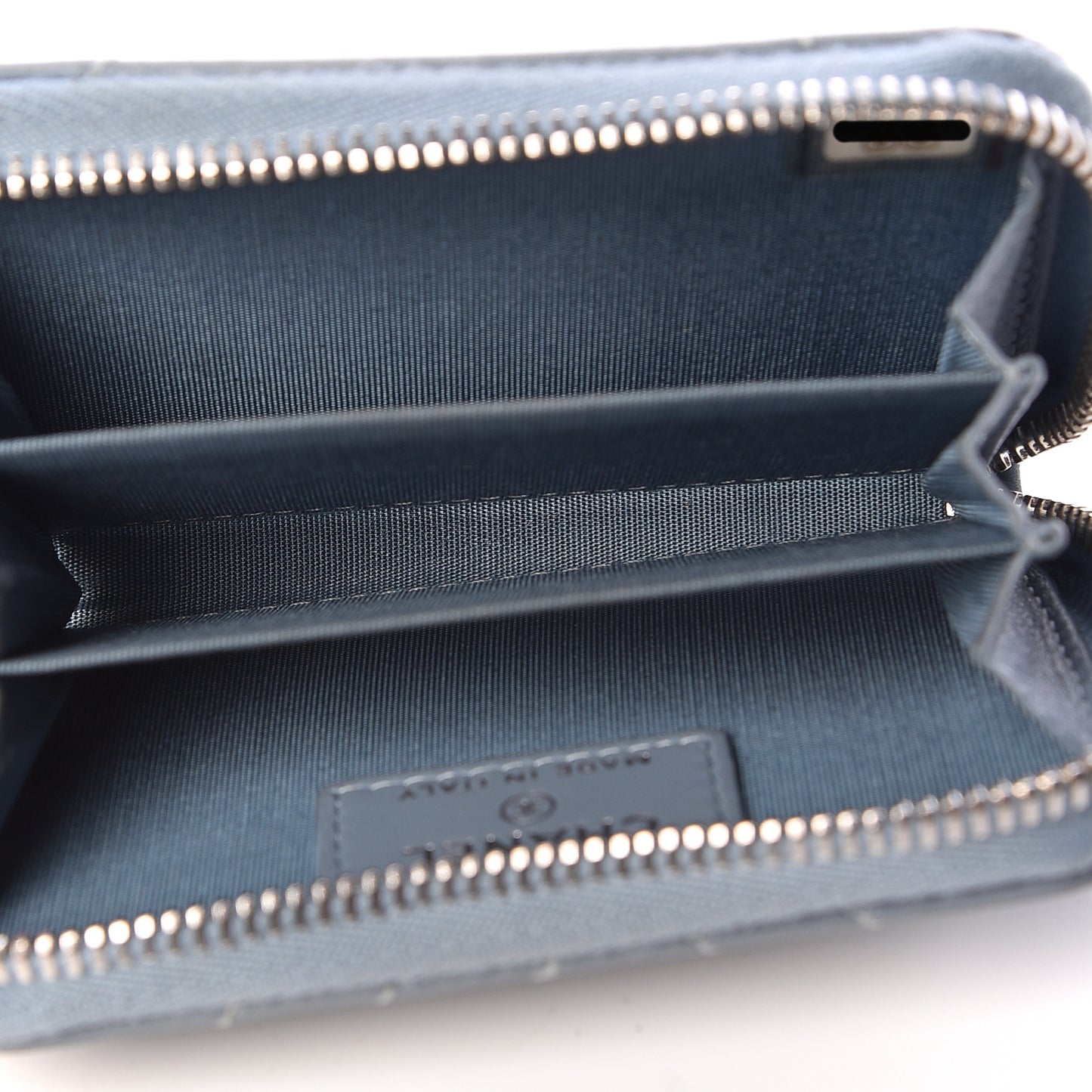 Lambskin Quilted CC Crossing Zip Around Coin Purse Light Blue