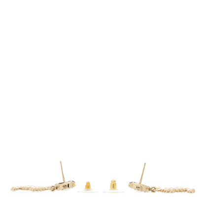 Chanel Crystal Pearl Bow-tiful CC Drop Earrings Gold 3 of 5