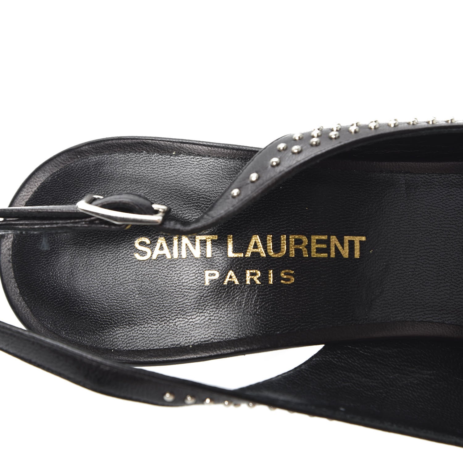 Saint Laurent Calfskin Studded Paris 105 Slingback Pumps 38.5 Black 7 of 11