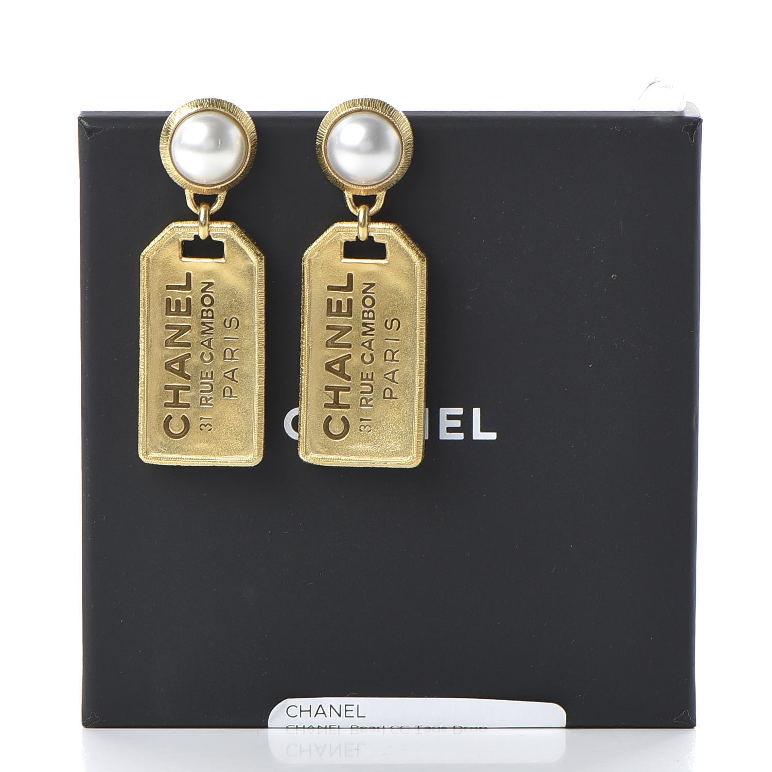 Chanel Pearl CC Tags Drop Earrings Gold 5 of 5