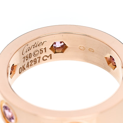 Cartier 18K Pink Gold 6 Pink Sapphire 5.5mm LOVE Ring 51 5.75 4 of 4