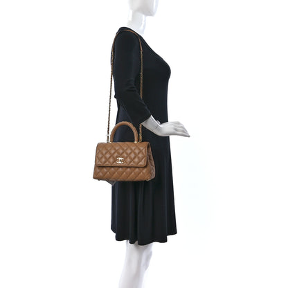 Chanel Caviar Quilted Mini Coco Chain Handle Flap Dark Beige 2 of 9