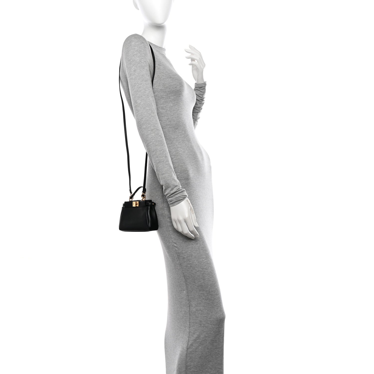 Fendi Nappa Micro Peekaboo Iconic Satchel Black 2 of 11