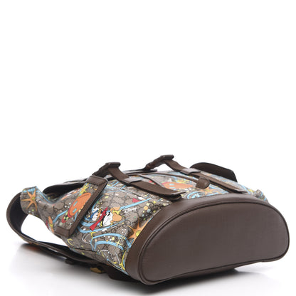 Gucci X DISNEY GG Supreme Monogram Donald Duck Medium Interlocking G Double Buckle Backpack Beige Multicolor New Acero 3 of 9