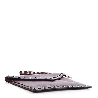 Valentino Garavani Pebbled Calfskin Medium Rockstud Envelope Flat Wristlet Pouch Rubin 4 of 8