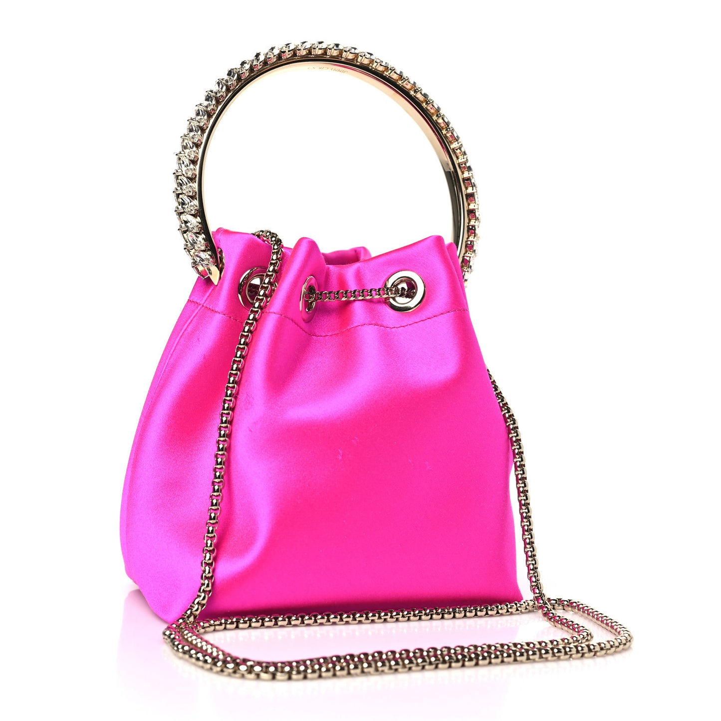 Satin Crystal Embellished Bon Bon Bag Fuchsia