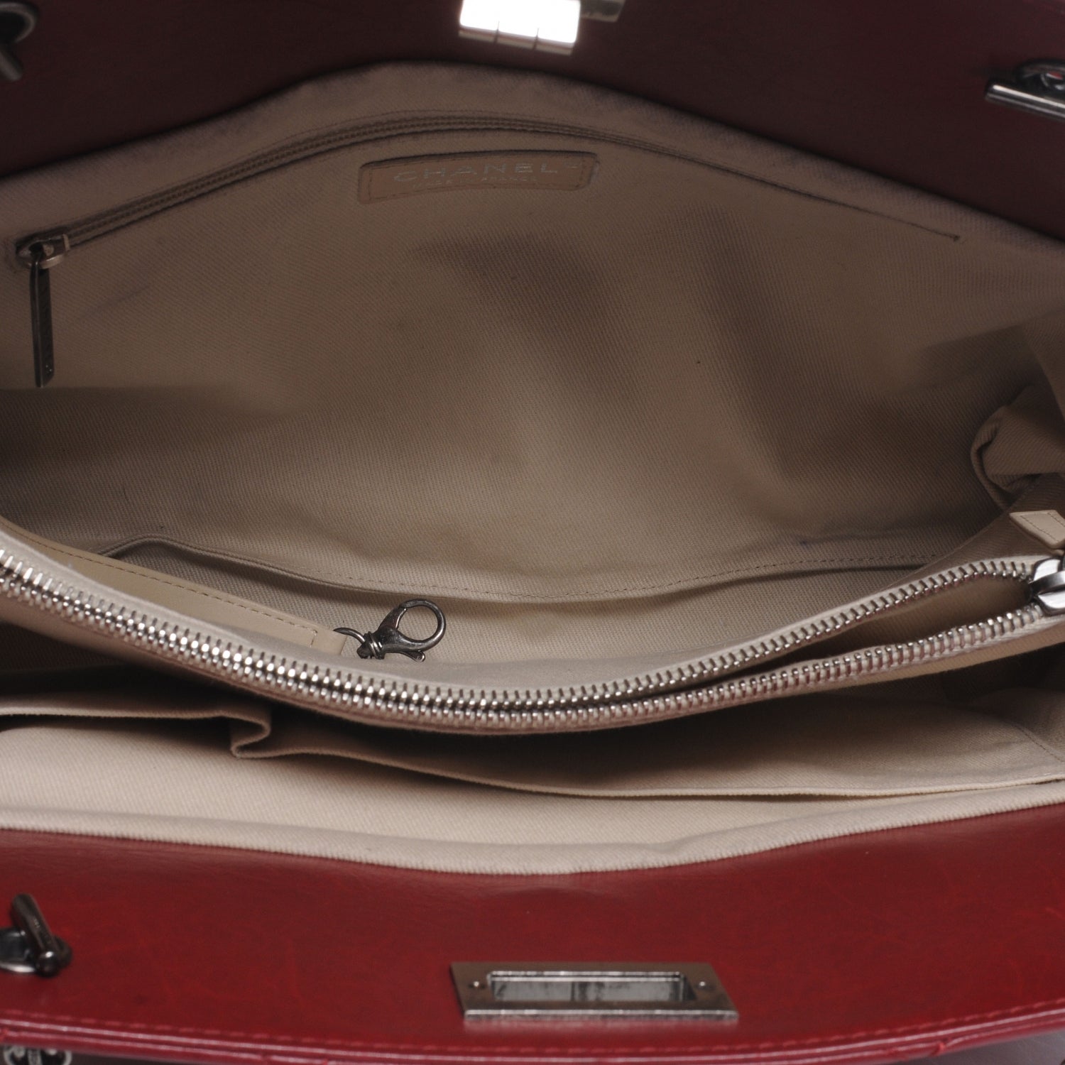 Chanel Aged Calfskin Reissue Tote Dark Red 6 of 8