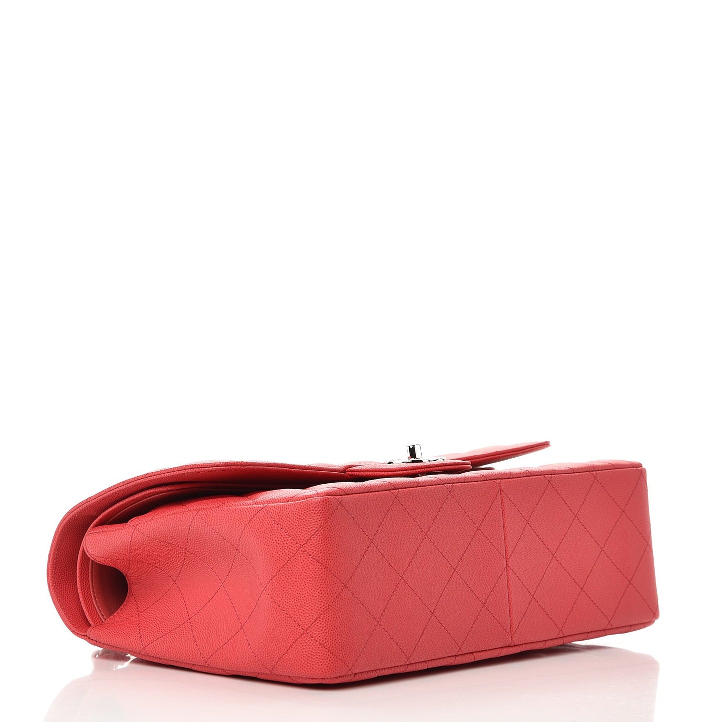 Caviar Quilted Jumbo Double Flap Light Red