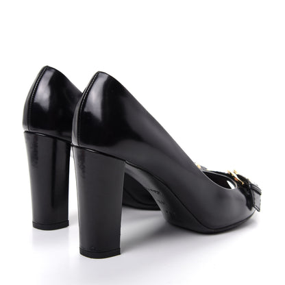 Louis Vuitton Smooth Calfskin Buckle Peep Toe Pumps 36.5 Black 4 of 10