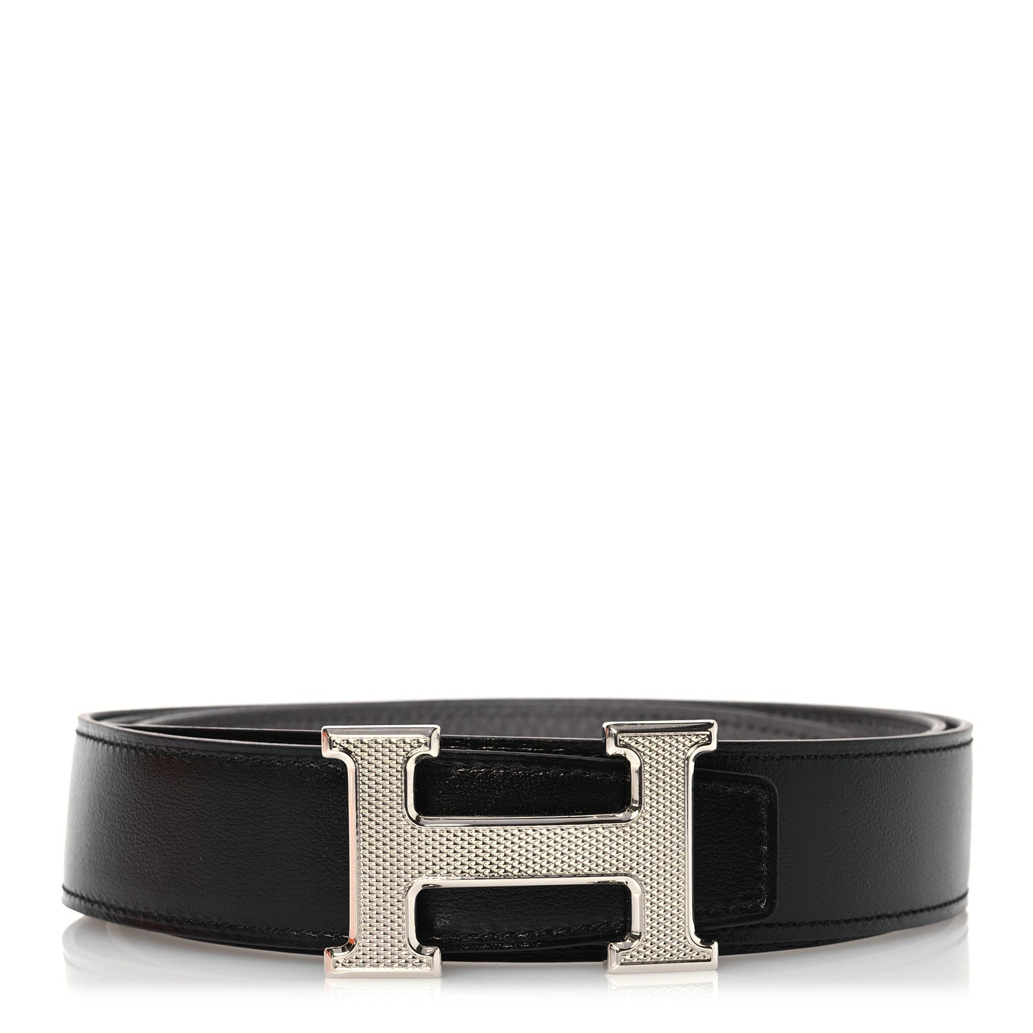 Hermes Box Togo 32mm Guilloche H Belt 110 Black Etain 1 of 7