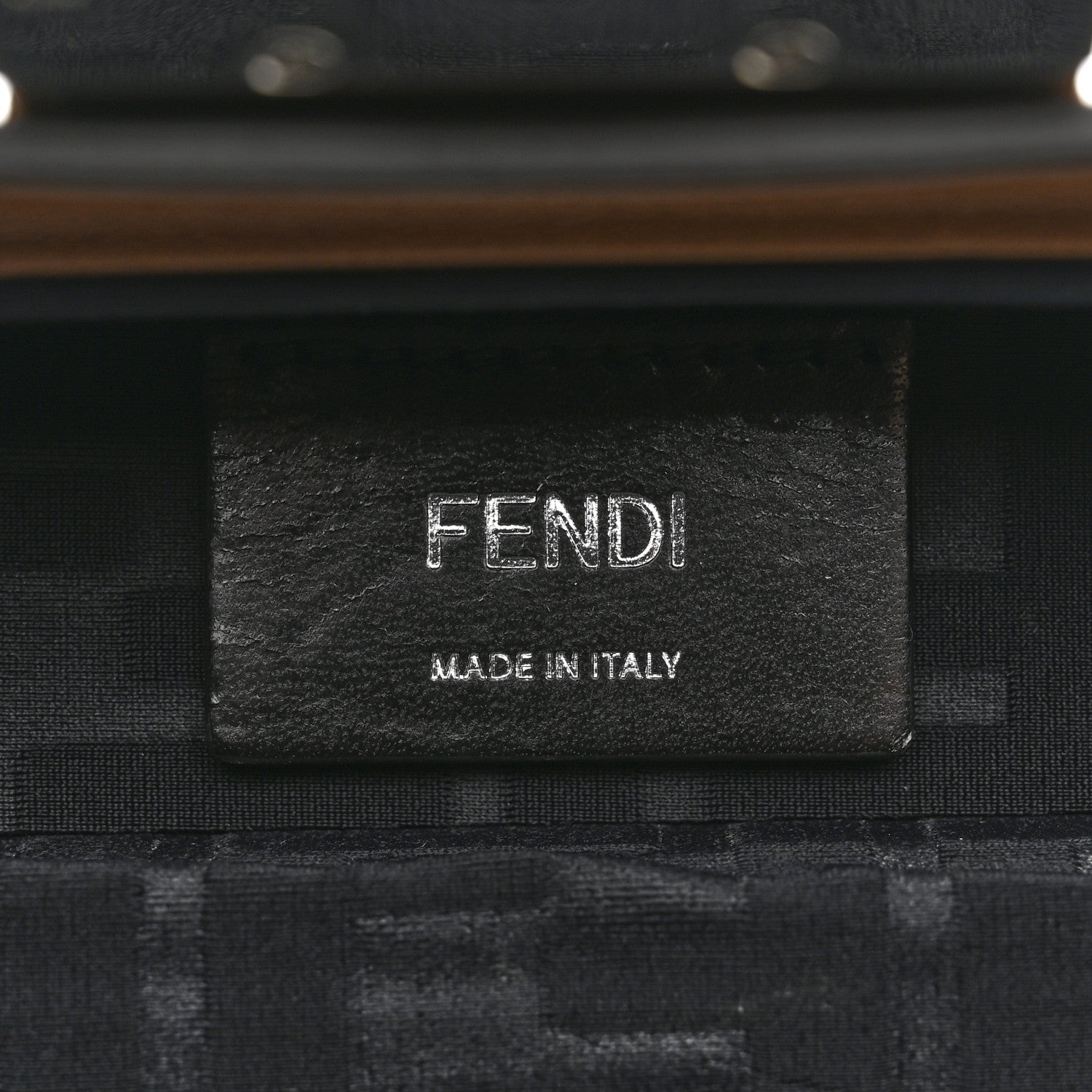 Fendi Shiny Glazed Fabric Vachetta FF 1974 Mini Baguette Trunk Mogano Panna Cuoio 6 of 15