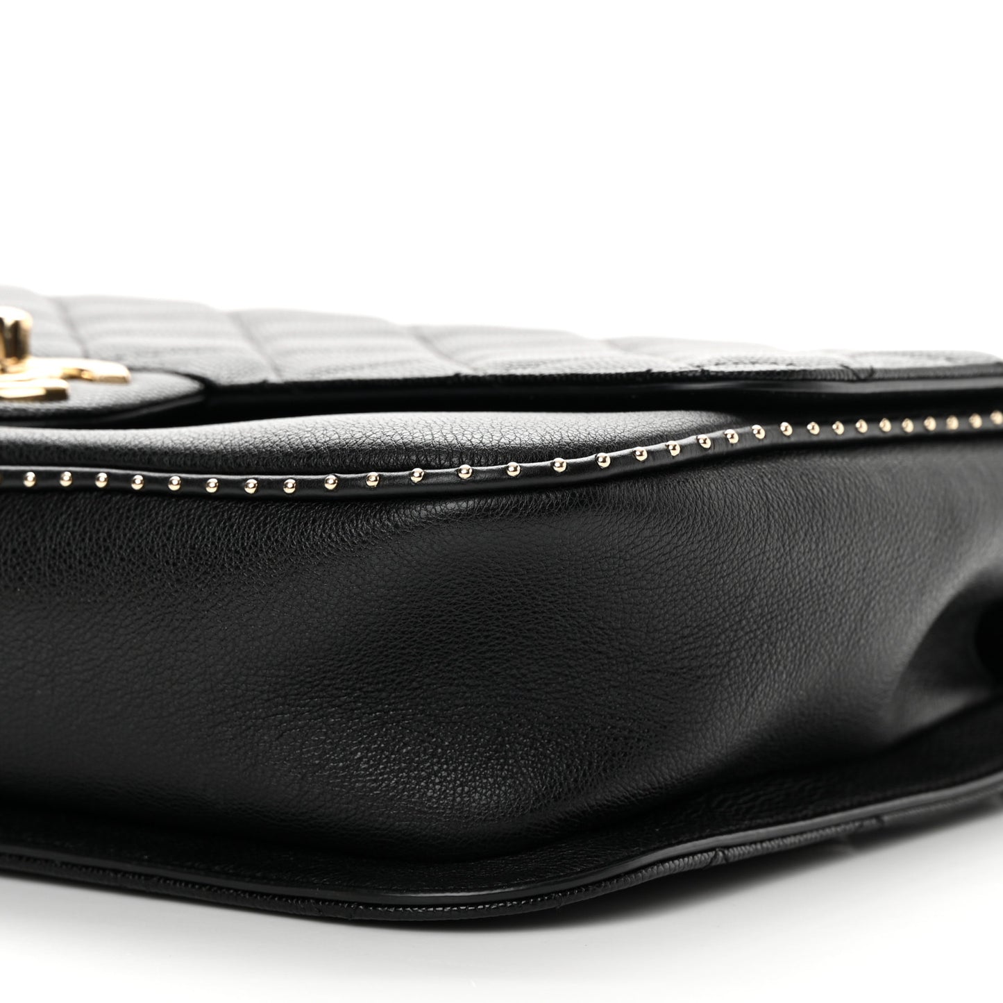 Caviar Quilted Large Studded Flap Black
