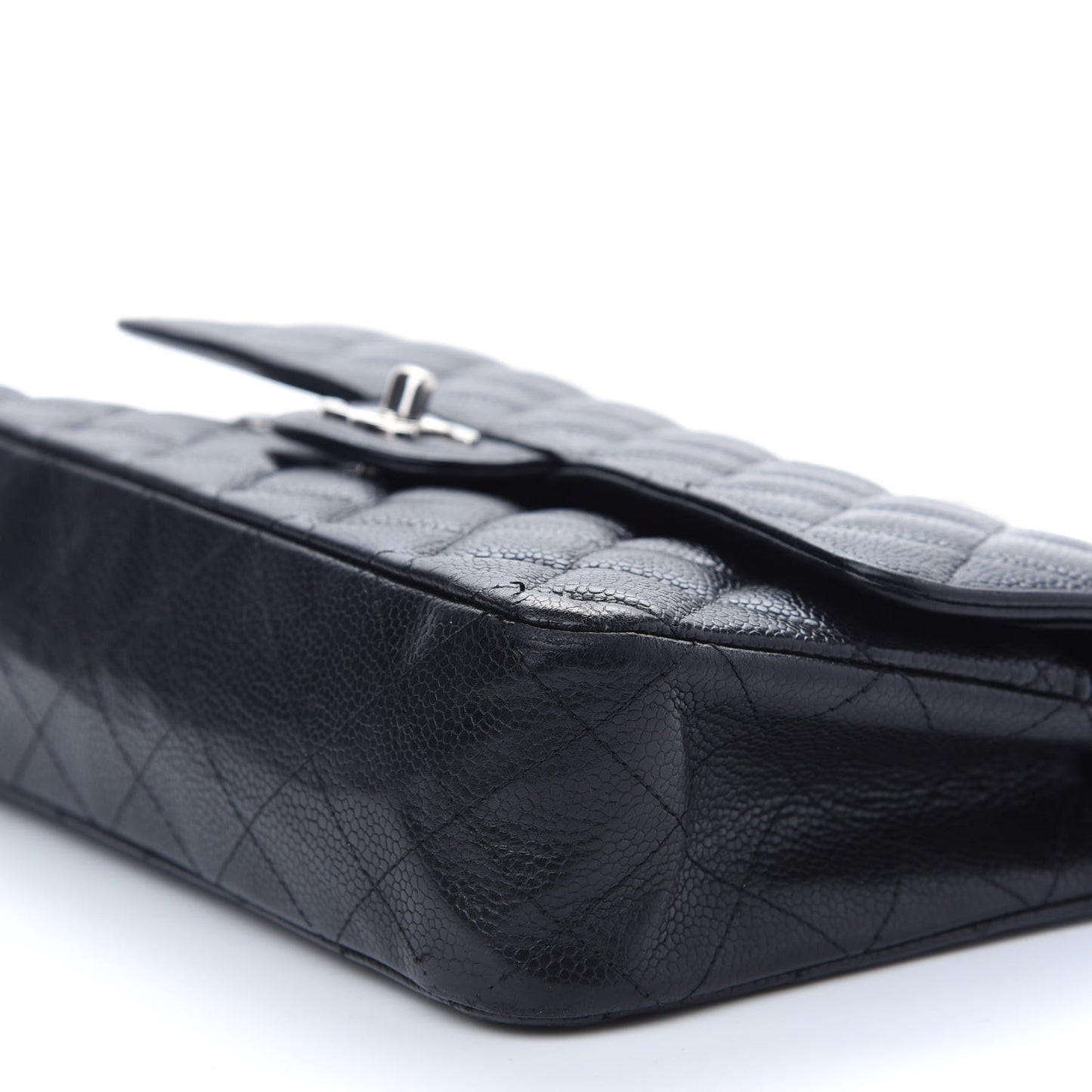 Caviar Quilted Medium Double Flap Black