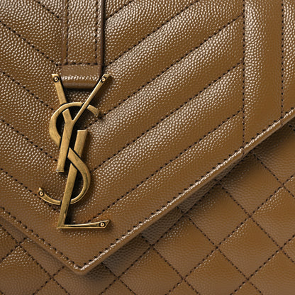 Saint Laurent Grain De Poudre Textured Mixed Matelasse Triquilt Medium Monogram Satchel Old Oil 8 of 10