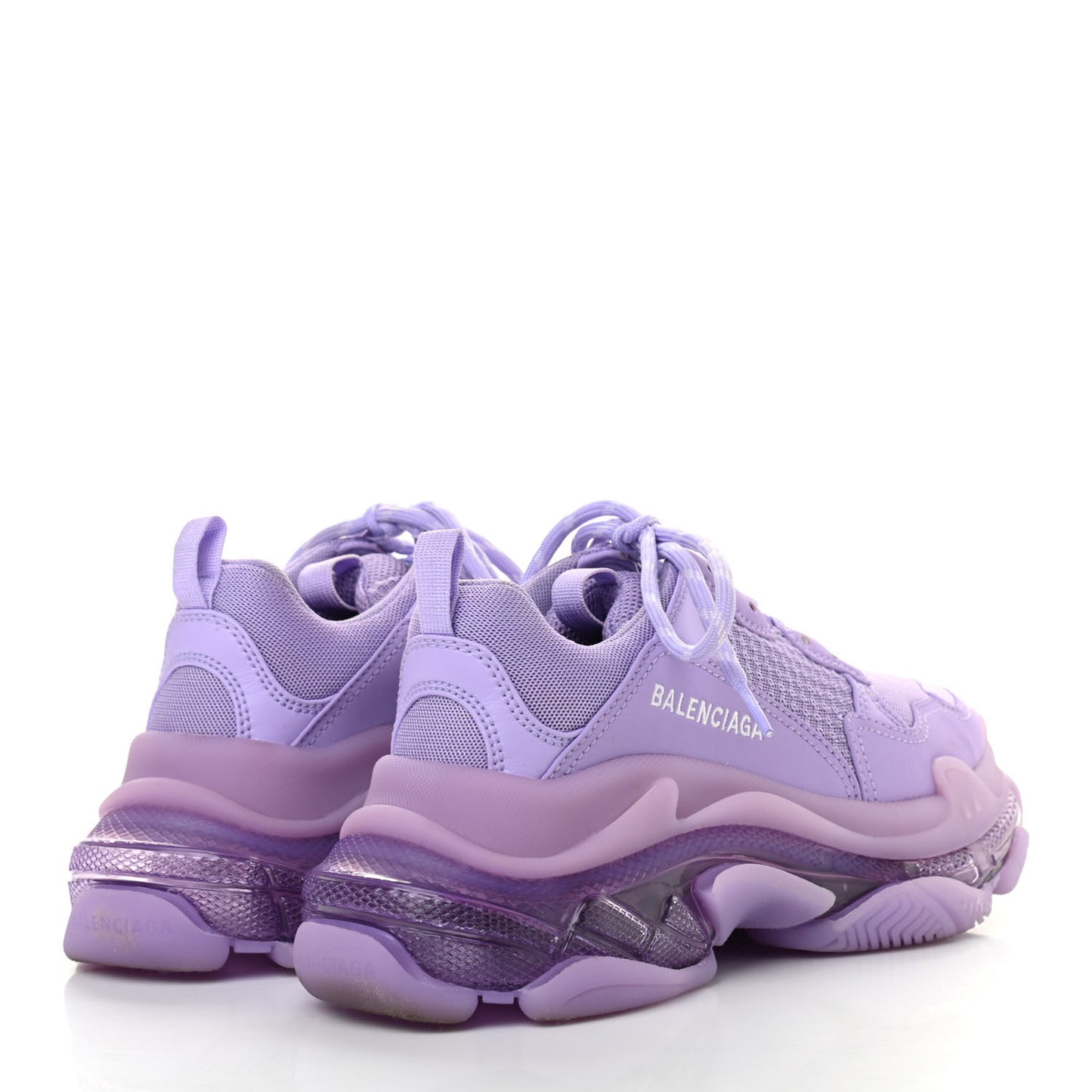 Fabric Mesh Clear Sole Womens Triple S Sneakers 37 Light Lilac White