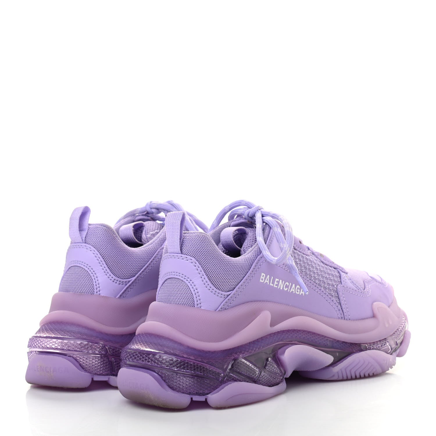 Balenciaga Fabric Mesh Clear Sole Womens Triple S Sneakers 37 Light Lilac White 4 of 14