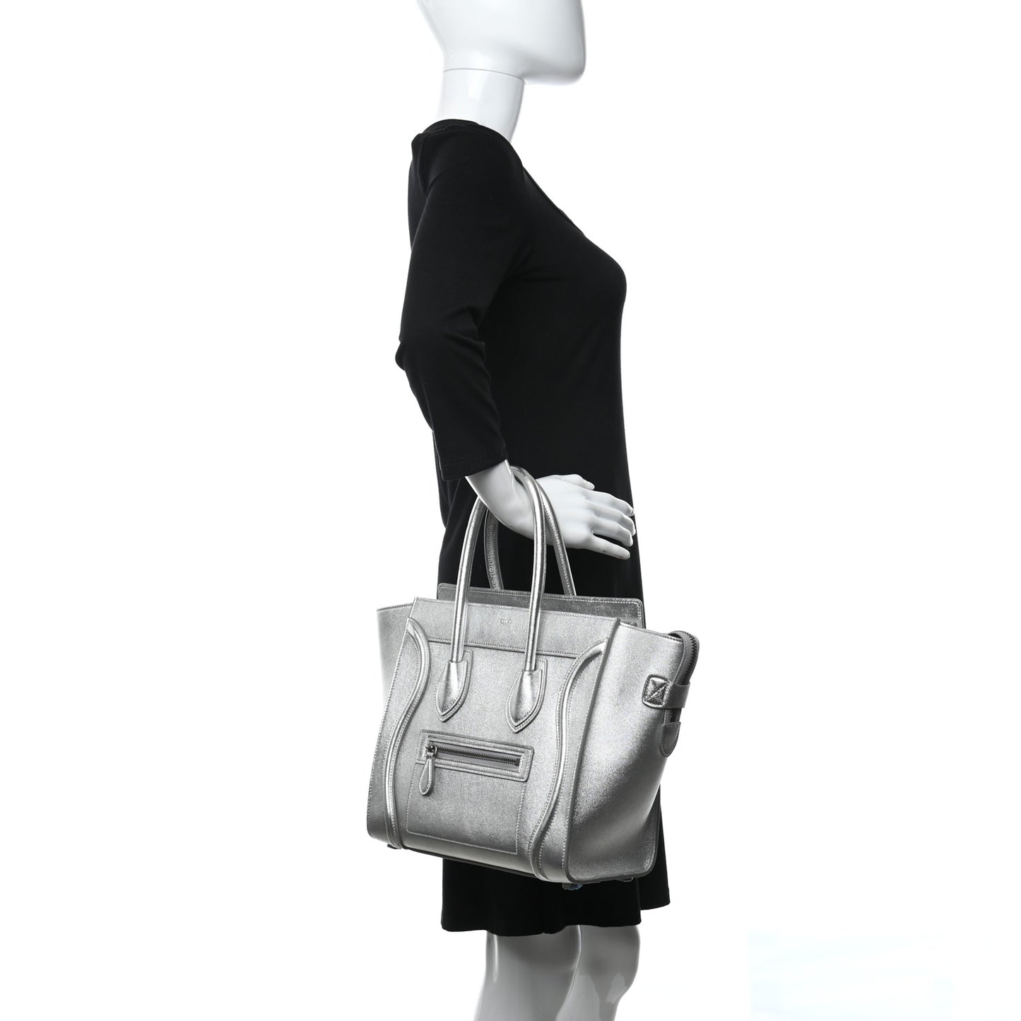 Laminated Lambskin Micro Luggage Silver