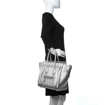 Celine Laminated Lambskin Micro Luggage Silver 2 of 12