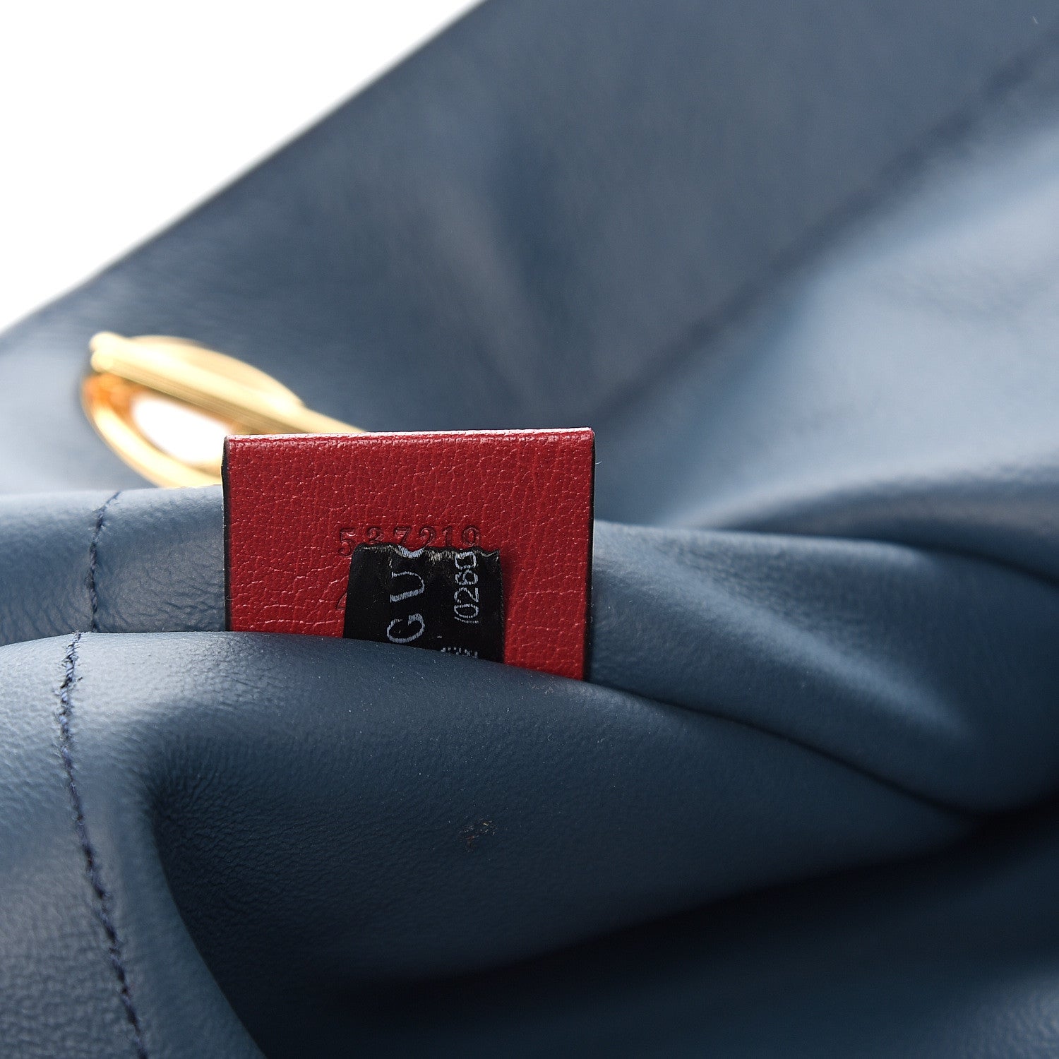 Gucci Suede Calfskin Large Rajah Chain Tote New Blue Romantic Cherry 6 of 10