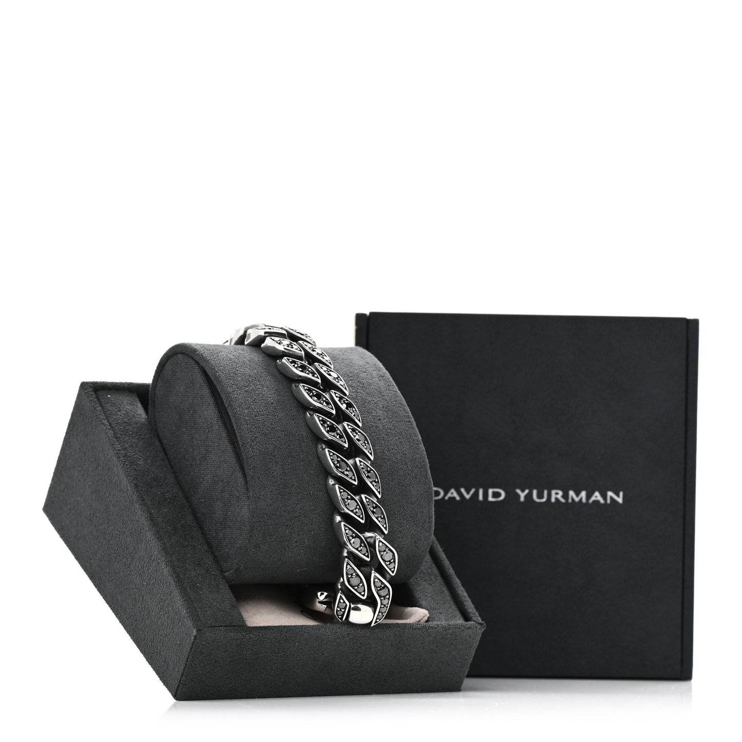 Sterling Silver Black Diamond Curb Chain Bracelet