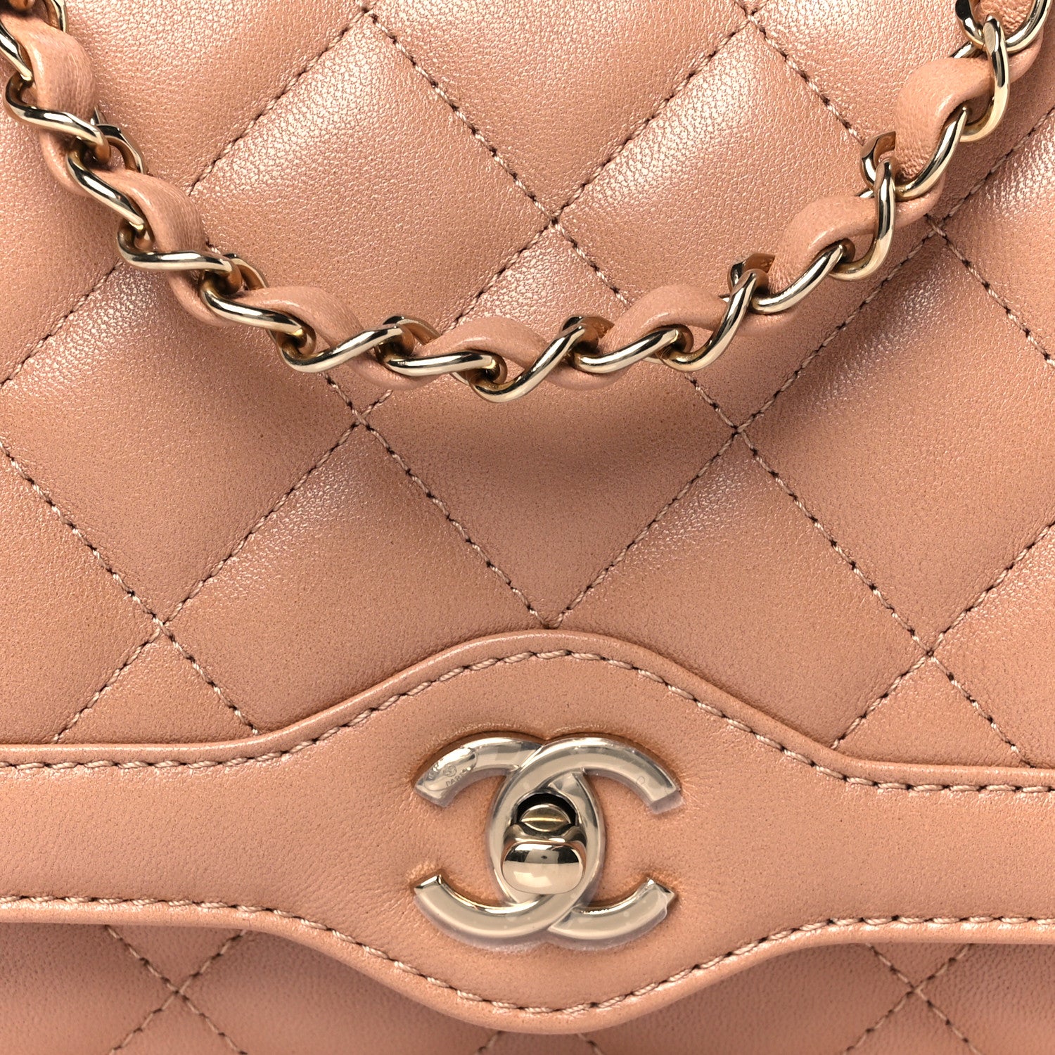 Chanel Crumpled Glazed Lambskin Quilted Small Flap Beige 9 of 12