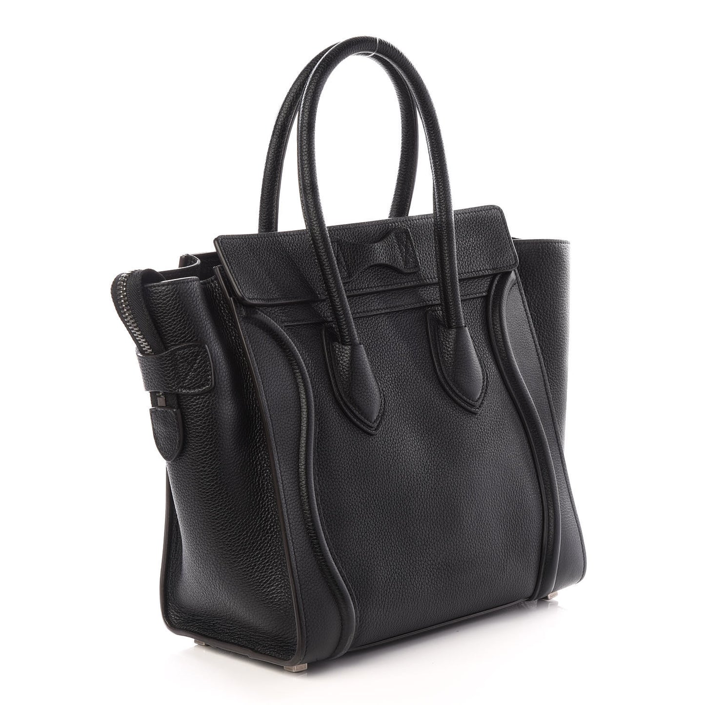 Drummed Calfskin Micro Luggage Black