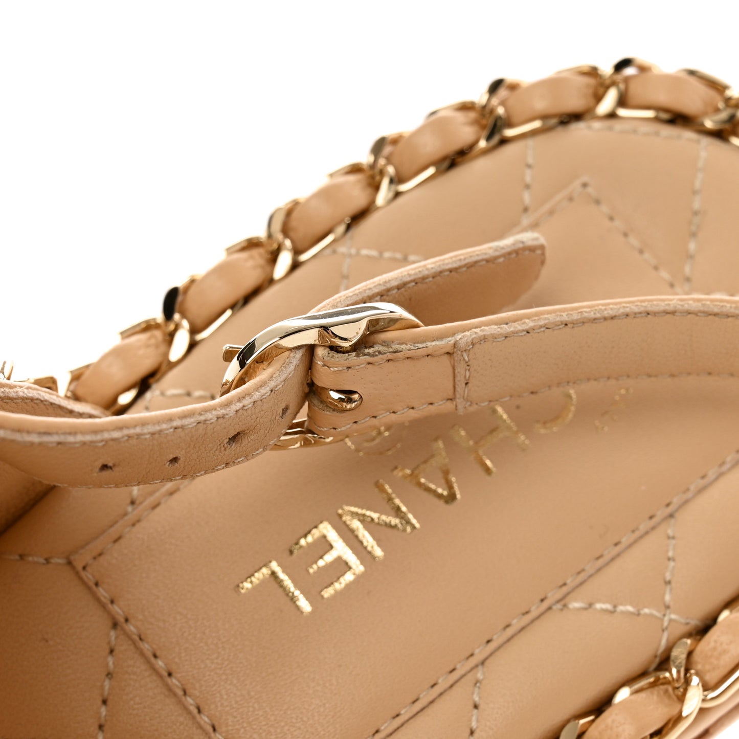 Lambskin Cork Chain Sandals 36 Beige