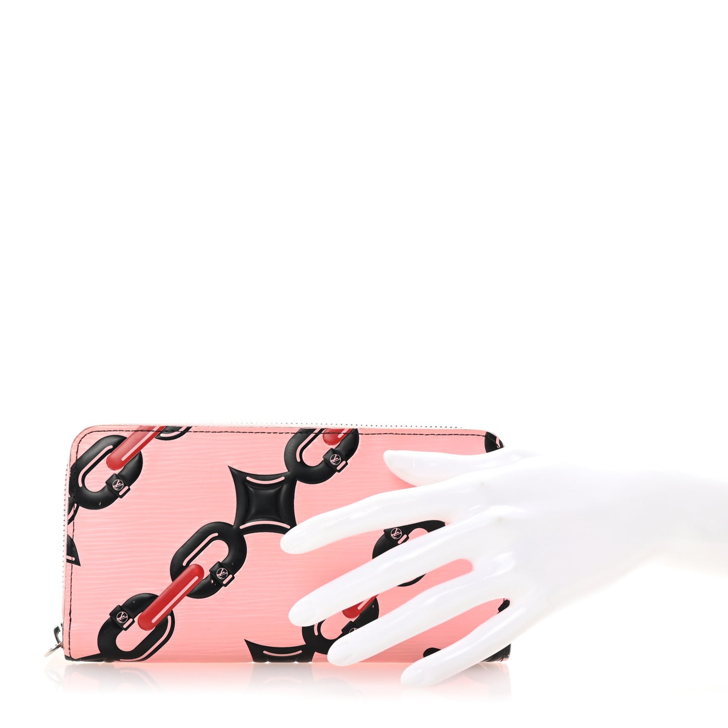 Epi Chain Flower Print Twist Zippy Wallet Pink