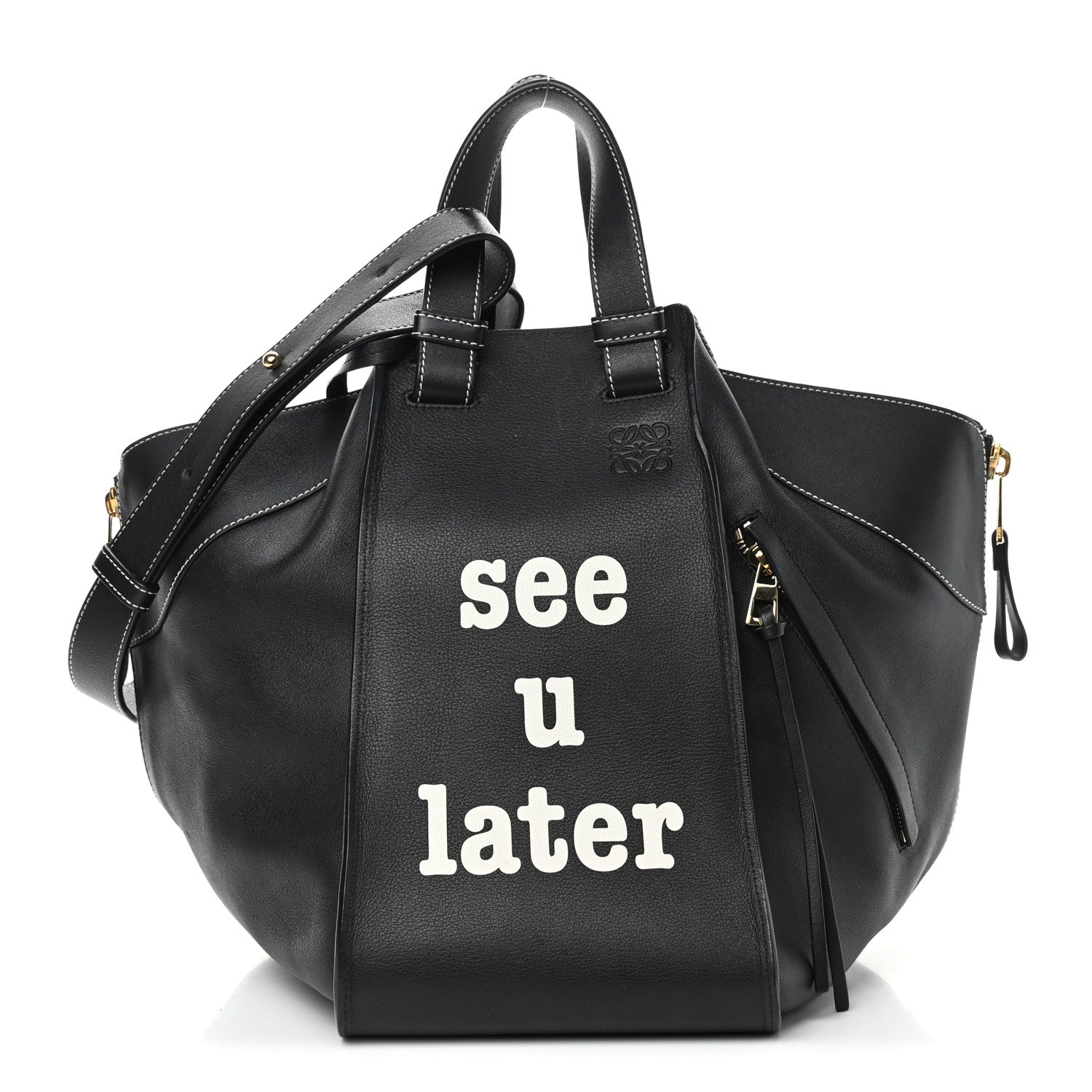 Loewe Calfskin Medium See U Later Hammock Shoulder Bag Black White 1 of 11