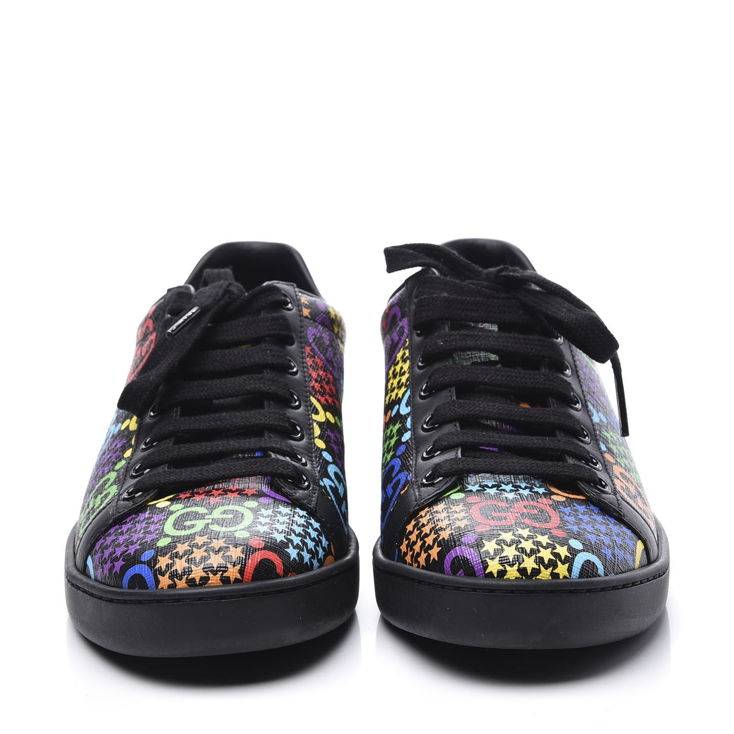 GG Supreme Monogram Psychedelic Womens Ace Sneakers 37 Black Multicolor