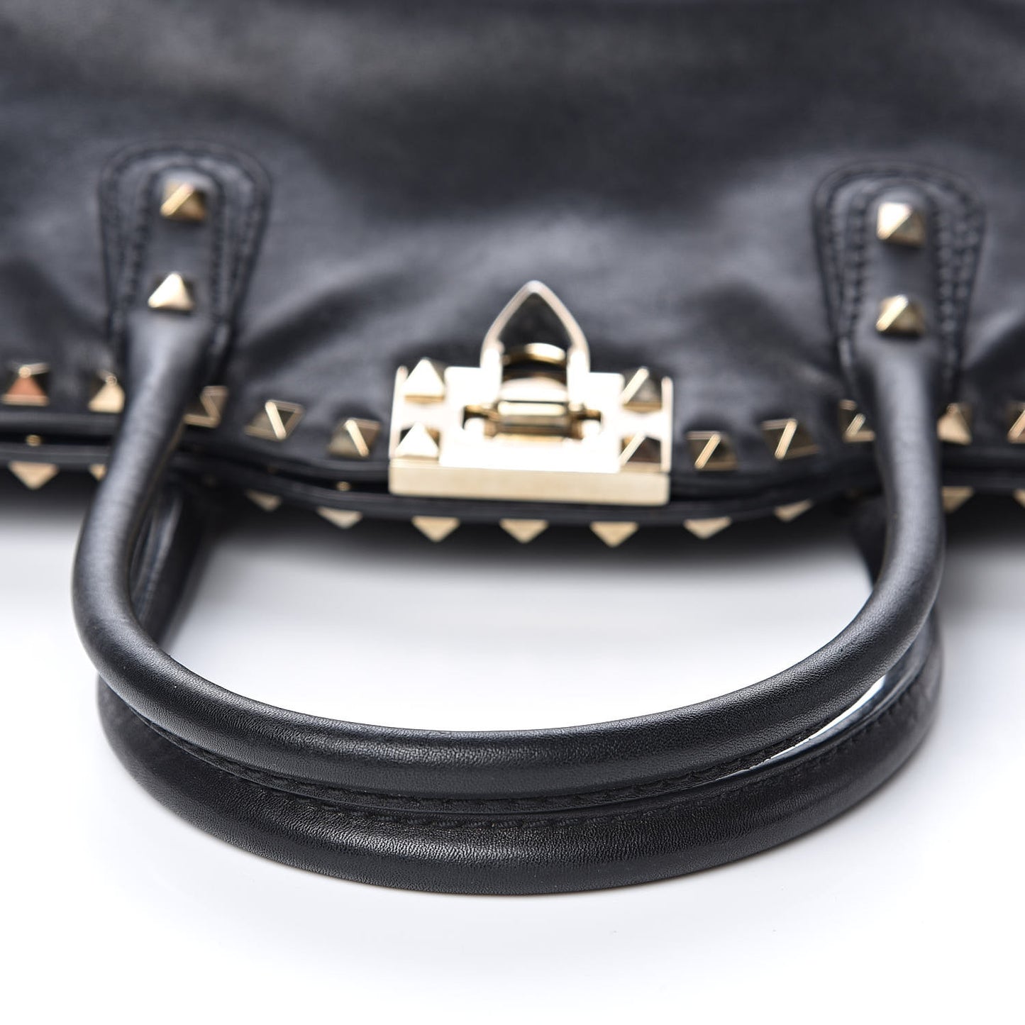 Vitello Rockstud Dome Satchel Black