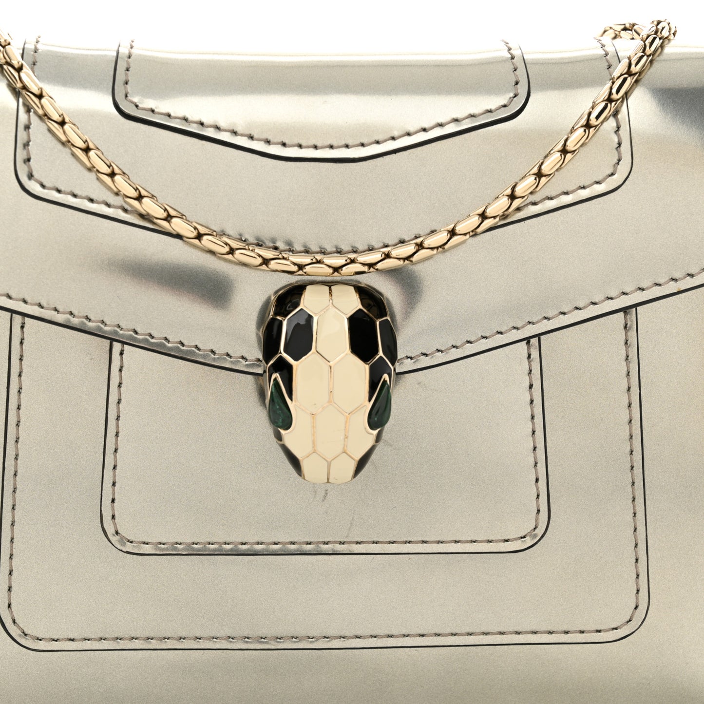 Metallic Calfskin Small Serpenti Forever Snake Strap Crossbody Bag Silver