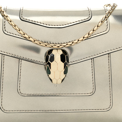 Bulgari Metallic Calfskin Small Serpenti Forever Snake Strap Crossbody Bag Silver 8 of 10