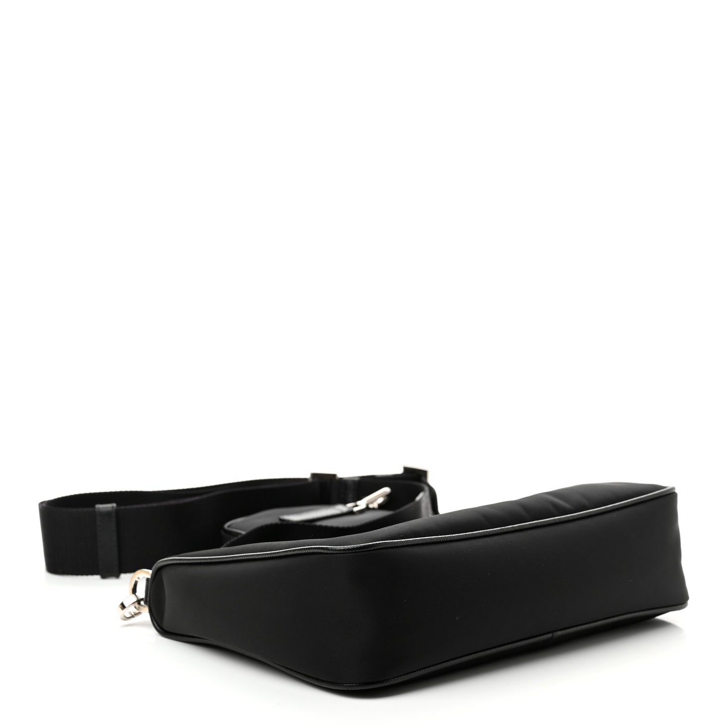 Re-Nylon Saffiano Pocket Zippered Shoulder Bag Black