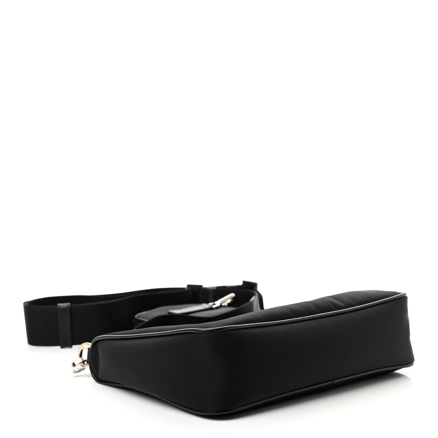 Prada Re-Nylon Saffiano Pocket Zippered Shoulder Bag Black 3 of 8